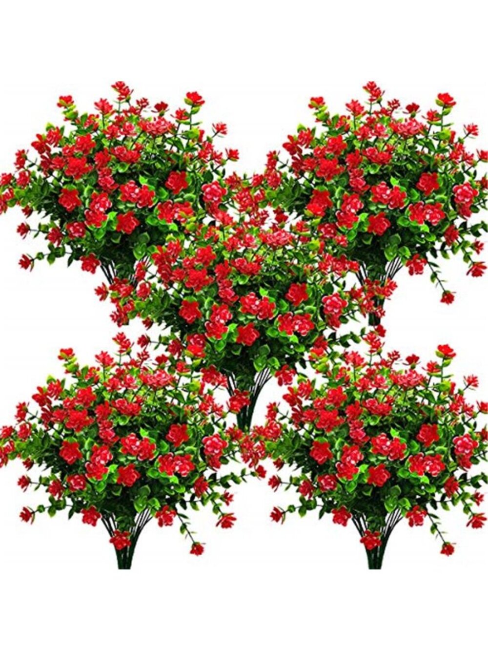 10 Bundle Faux Outdoor Flowers UV Resistant Fake Plastic Plants Red Eucalyptus